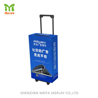 cardboard trolley suitcase for trade show with sliding handle