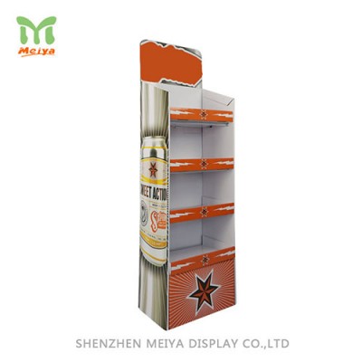 Attractive Custom Corrugated Cardboard Floor Shelf Display Rack For Snack and Accessories