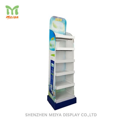 6 Tiers Shelves Cardboard Floor Stand Display for Home Chemicals