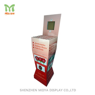 LCD Screen attached Cardboard Dump Bins for Flowers Sale