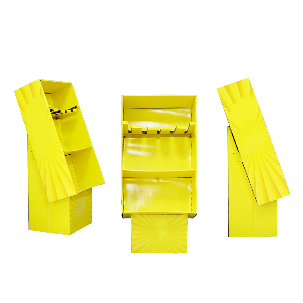 Custom Printed Angled Corrugated Cardboard Floor Display Stand Custom Printed Angled Corrugated Cardboard Floor Display Stand