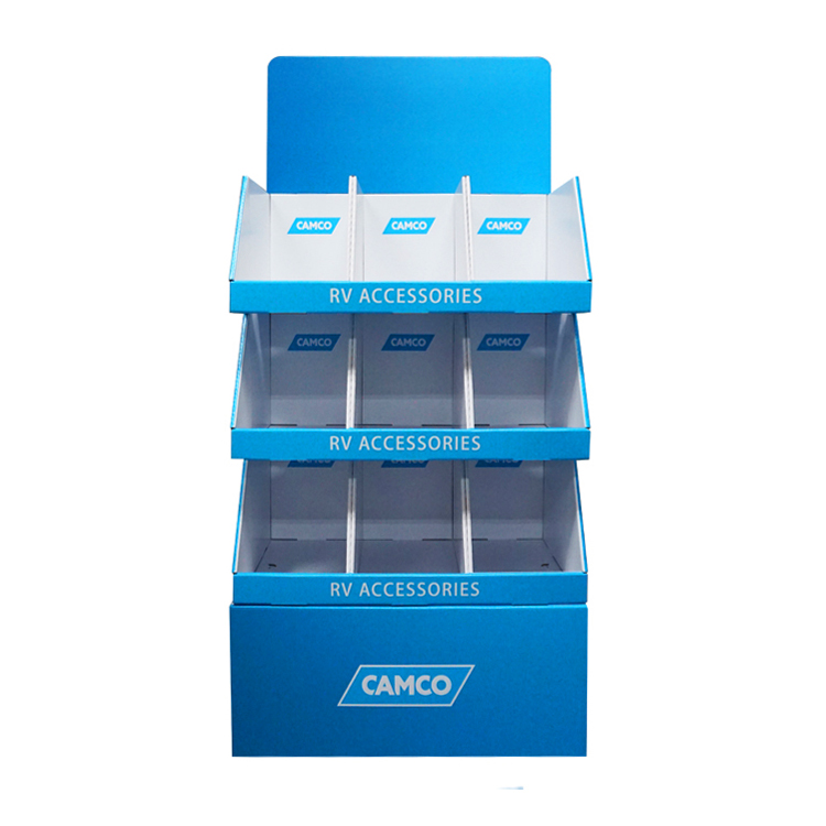 Corrugated Cardboard Compartment Display, Multi Grid Retail Pallet Display Stand for Supermarket Promotion