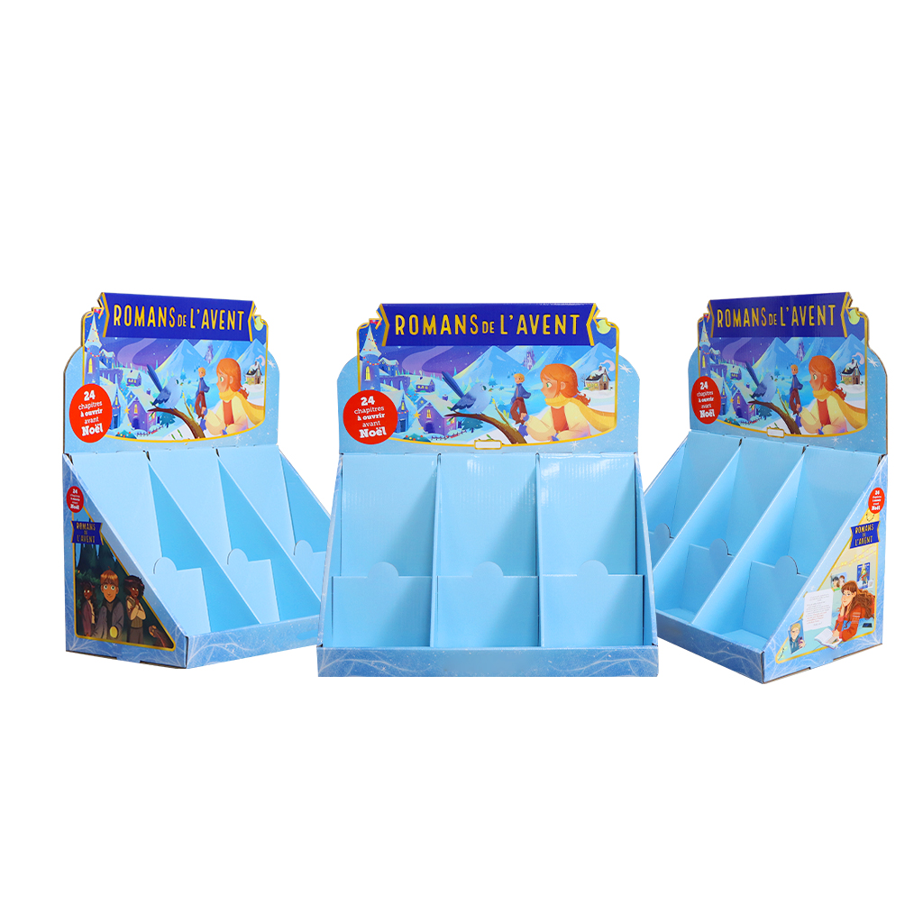 Custom Printed Cardboard Book Counter Display with Multiple Compartments Custom Printed Cardboard Book Counter Display with Multiple Compartments