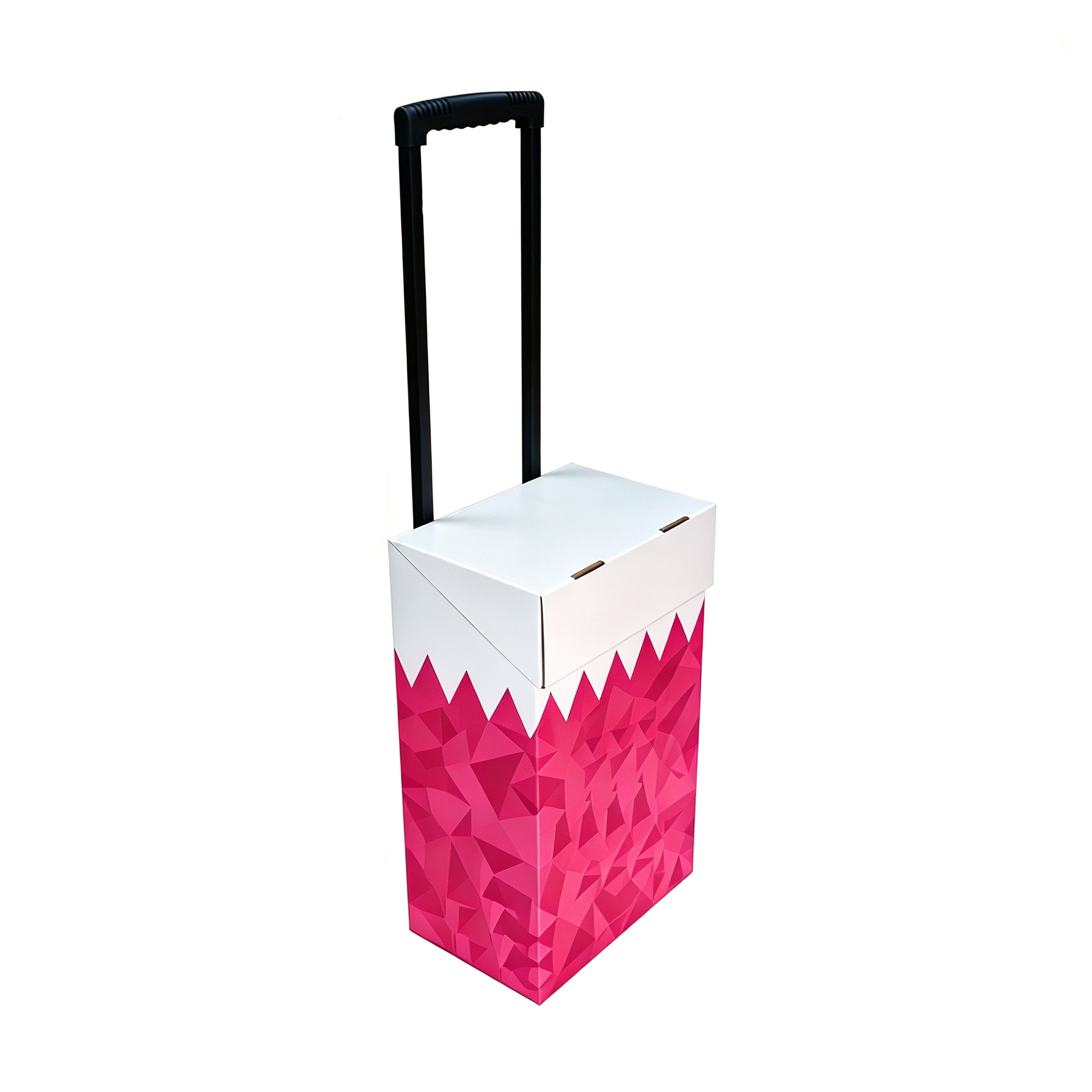 Custom printed corrugated cardboard pull handle retail display stand